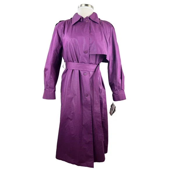 NWT London Fog Marta Trench Coat Royal Amethyst Purple Women's Size 16 H14297 - Picture 1 of 16